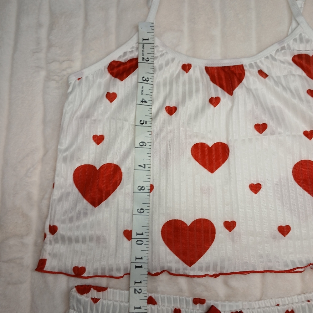 Heart Print Pajama Set | Tagged XL (Fits Small) - Picture 5 of 11